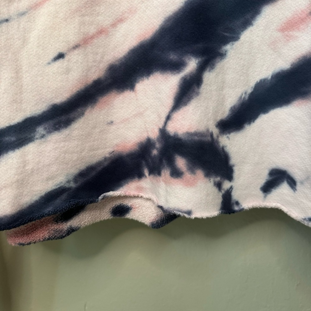 NWT OLI VIV Corey Tie Dye Quarter Zip Crop Hoodie Mauve Navy Cotton Loungewear L - Picture 10 of 16